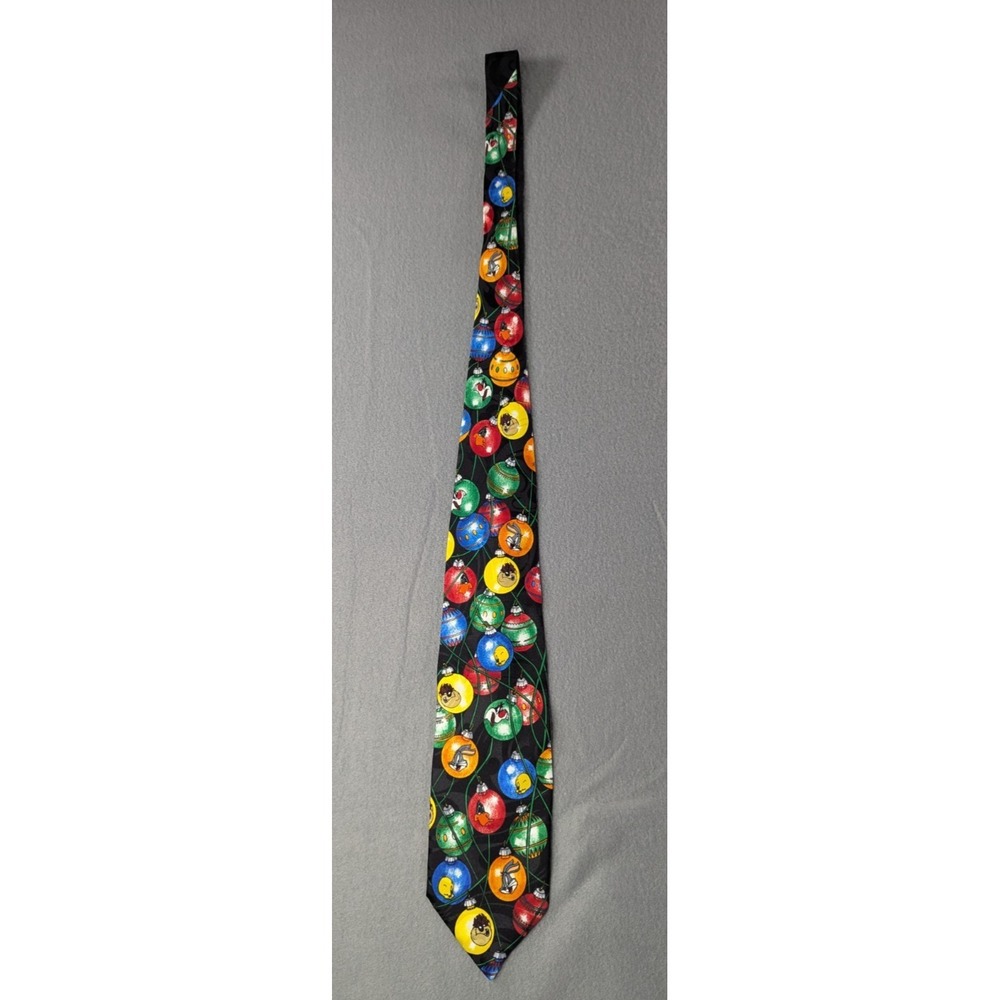 Vintage 1995 Looney Tunes Mania Christmas Tie NWT Holiday Ornaments Bugs Taz